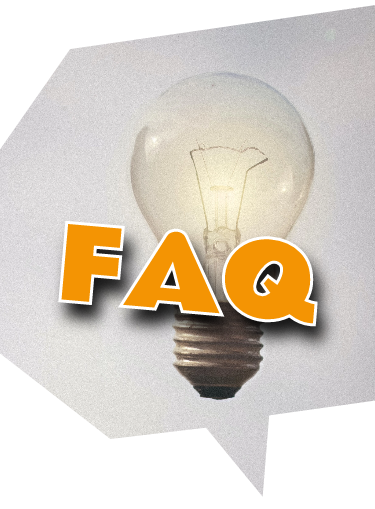 Leuchtende Glühbirne mit dem Schriftzug FAQ